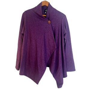 Bobeau Nordstrom One Button Asymmetrical Sweater Shawl Fleece Lined Size PL